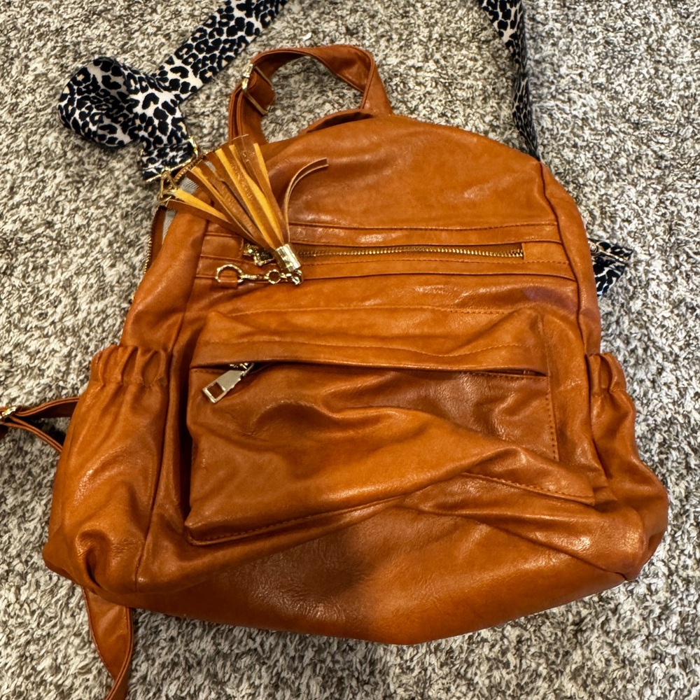 Stylish Tan Leather Backpack